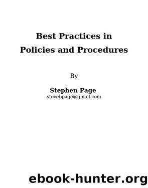 Best Practices in Policies and Procedures by Unknown