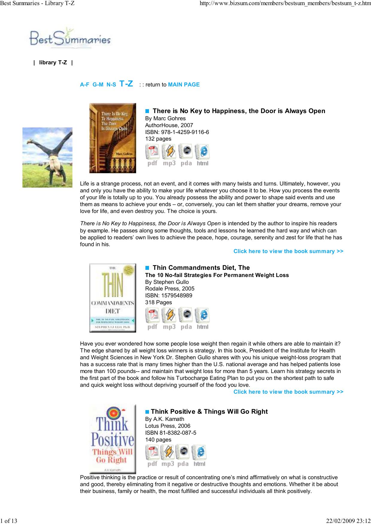 Best Summaries - Library T-Z by Rosie