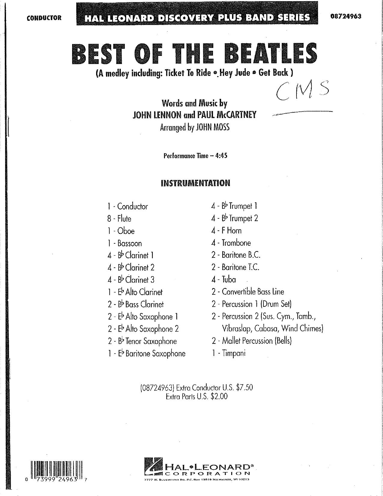 Best of the Beatles by Moss John (arr.)