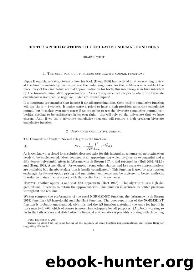 Better Approximations to Cumulative Normal Functions by Unknown