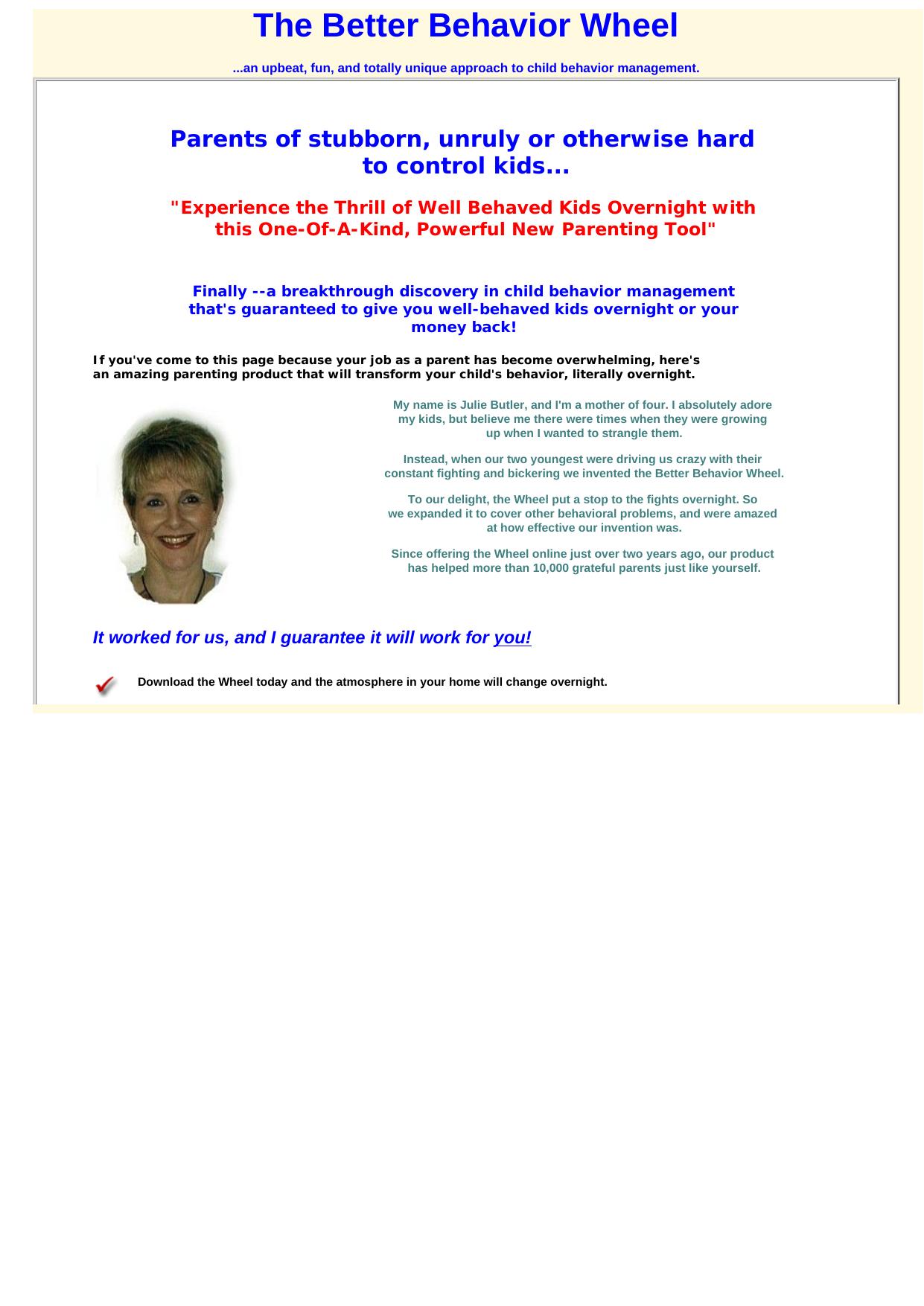 Better Behavior Wheel Parenting Tool. by Best of Kuszter's Collection