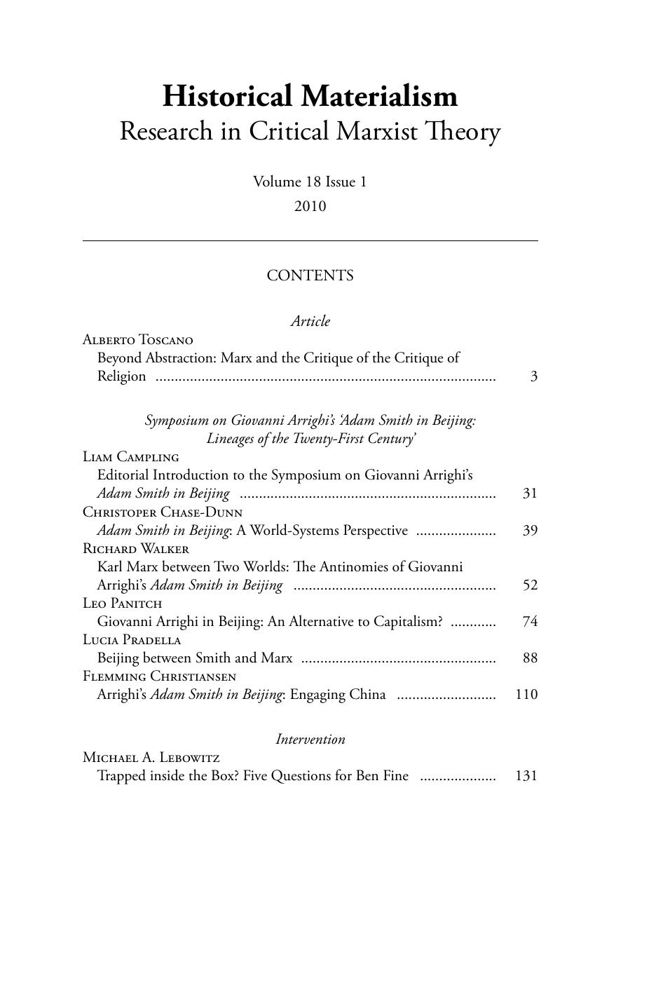 Beyond Abstraction: Marx and the Critique of the Critique of Religion by Alberto Toscano