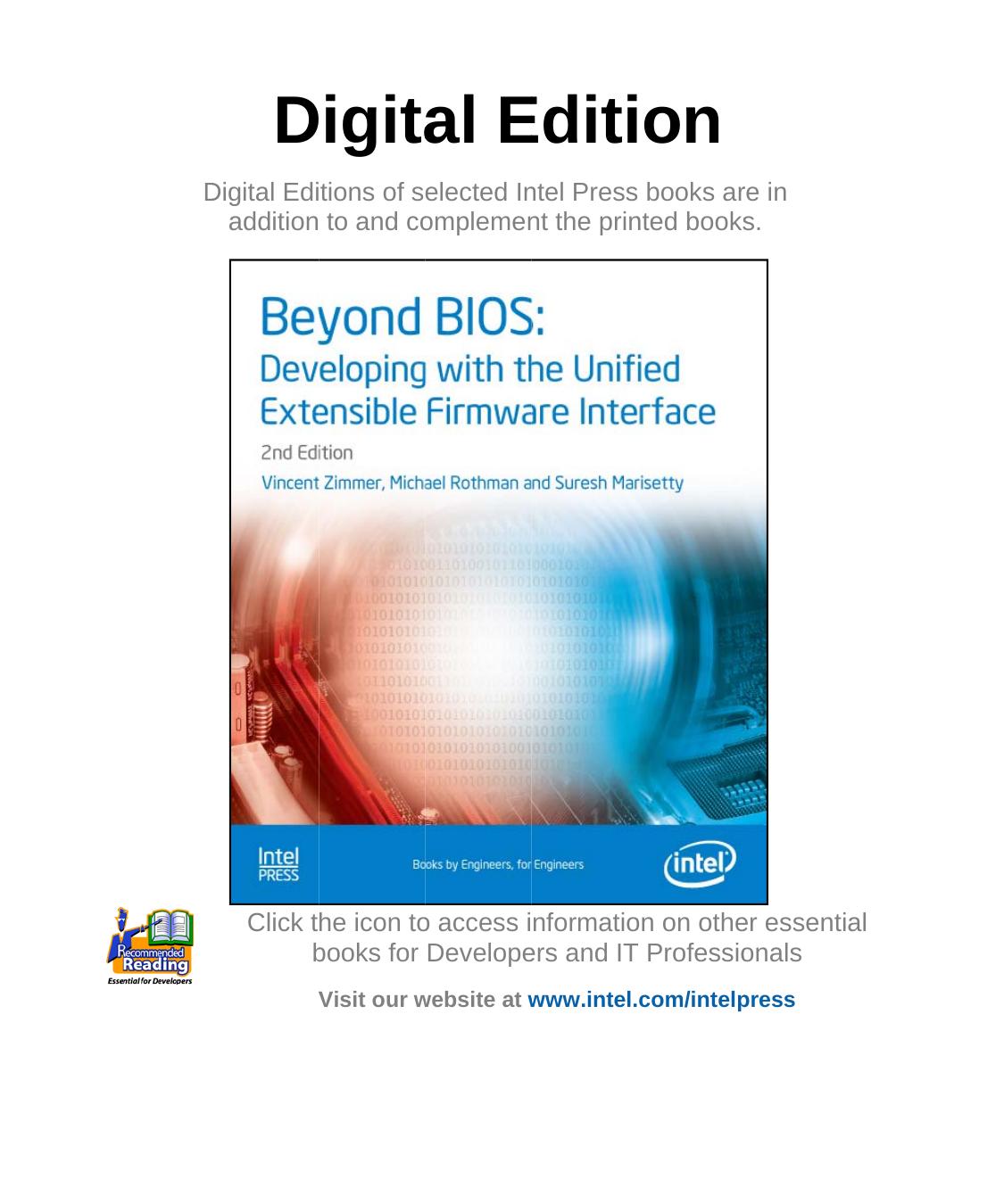 Beyond Bios: Implementing the Unified Extensible Firmware Interface with Intelâs Framework by Vincent Zimmer Michael Rothman Robert Hale