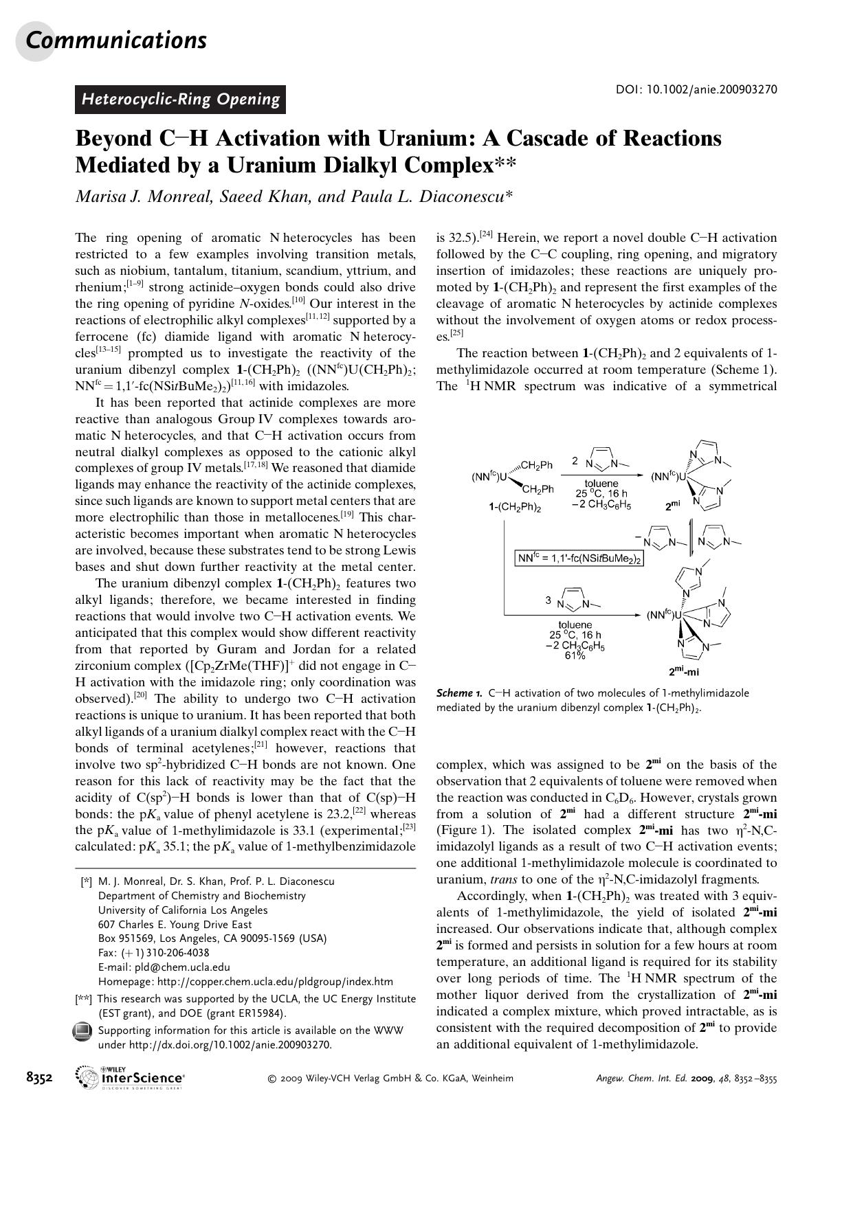 Beyond C[bond]H Activation with Uranium: A Cascade of Reactions Mediated by a Uranium Dialkyl Complex by Unknown