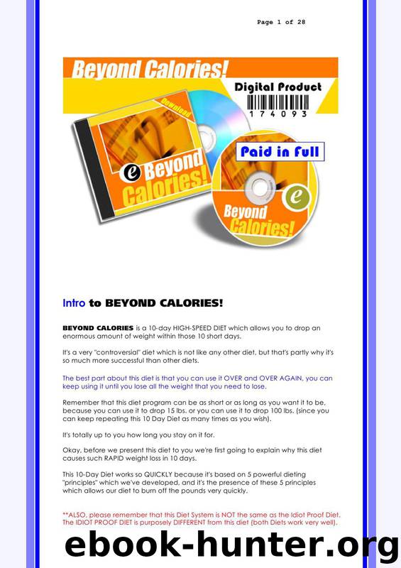 Beyond Calories! by Cookbooks