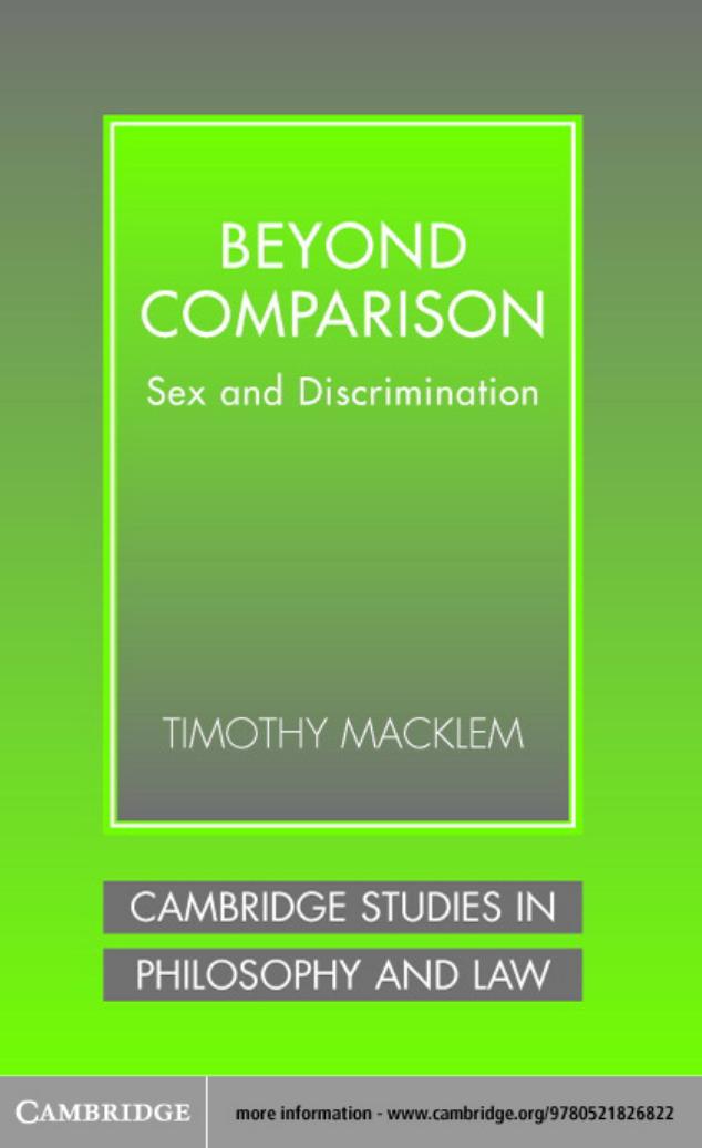 Beyond Comparison: Sex and Discrimination by Timothy Macklem
