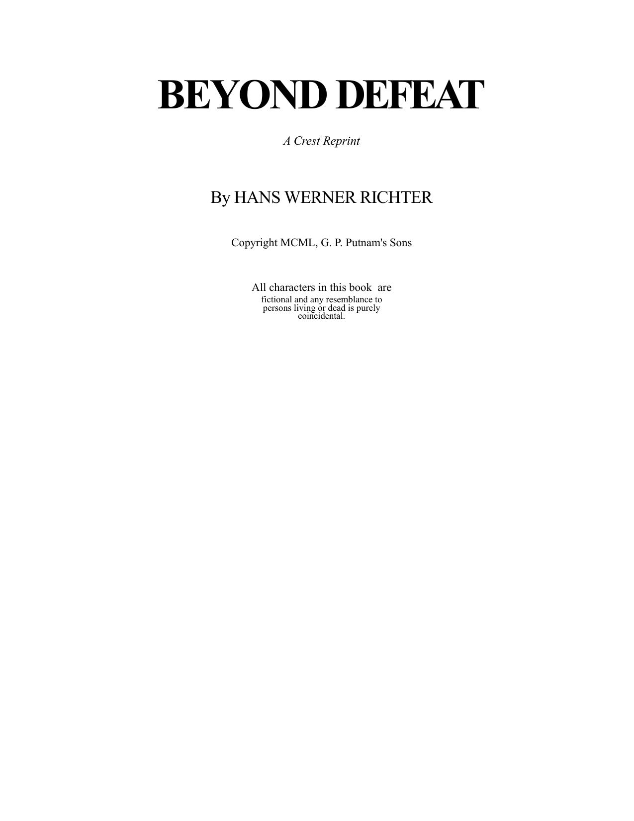 Beyond Defeat by Hans Werner Richter