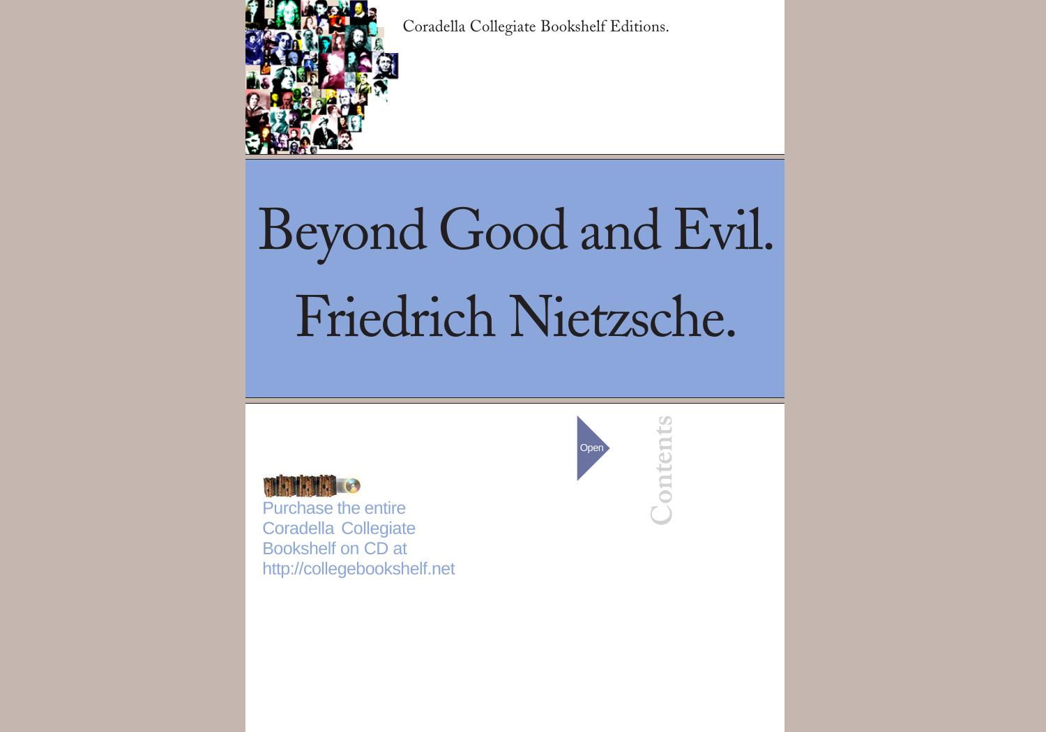Beyond Good and Evil by published by Coradella Collegiate Bookshelf Editions