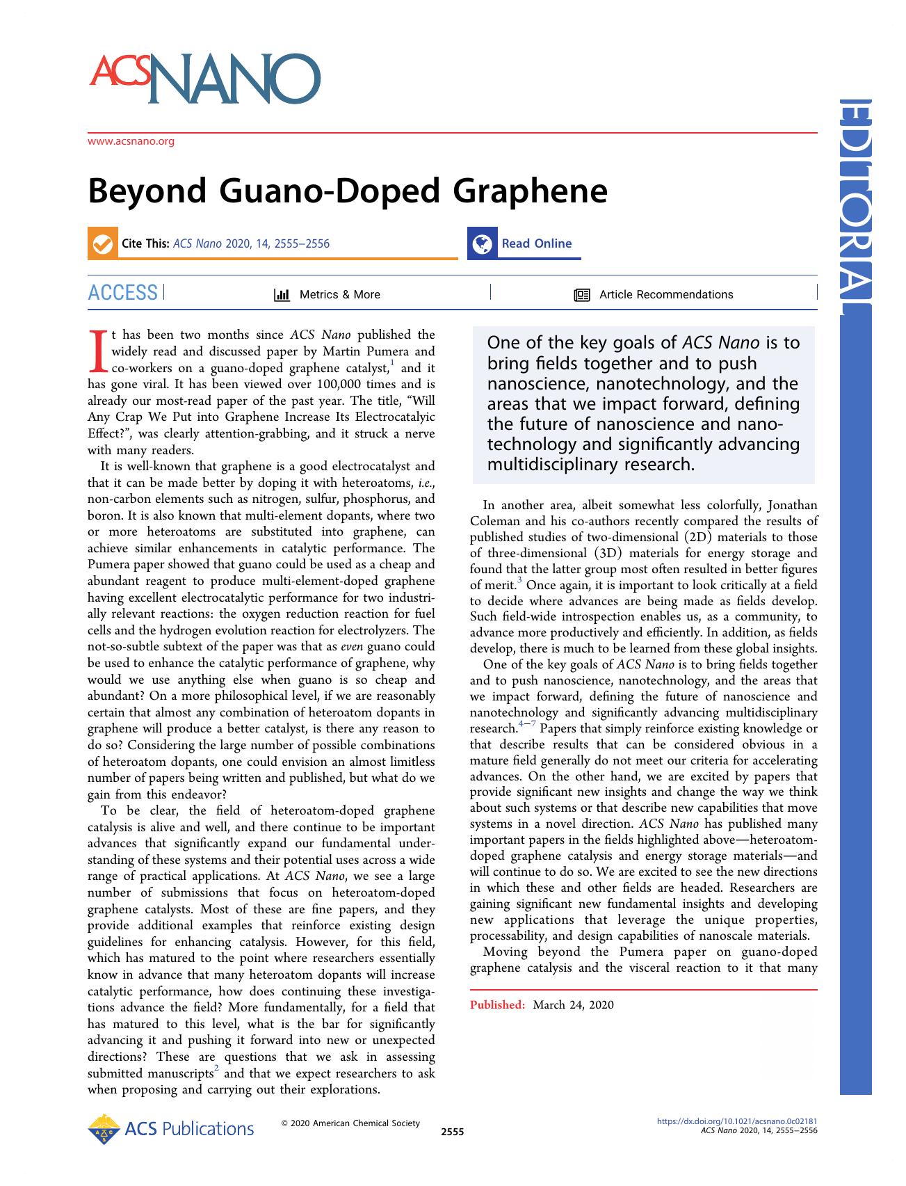 Beyond Guano-Doped Graphene by Raymond E. Schaak