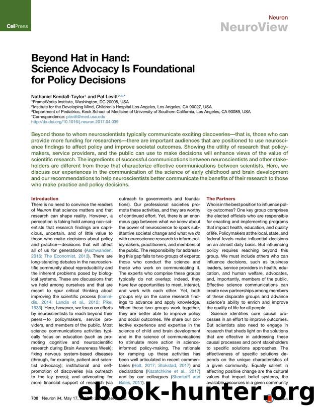 Beyond Hat in Hand: Science Advocacy Is Foundational for Policy Decisions by Nathaniel Kendall-Taylor & Pat Levitt