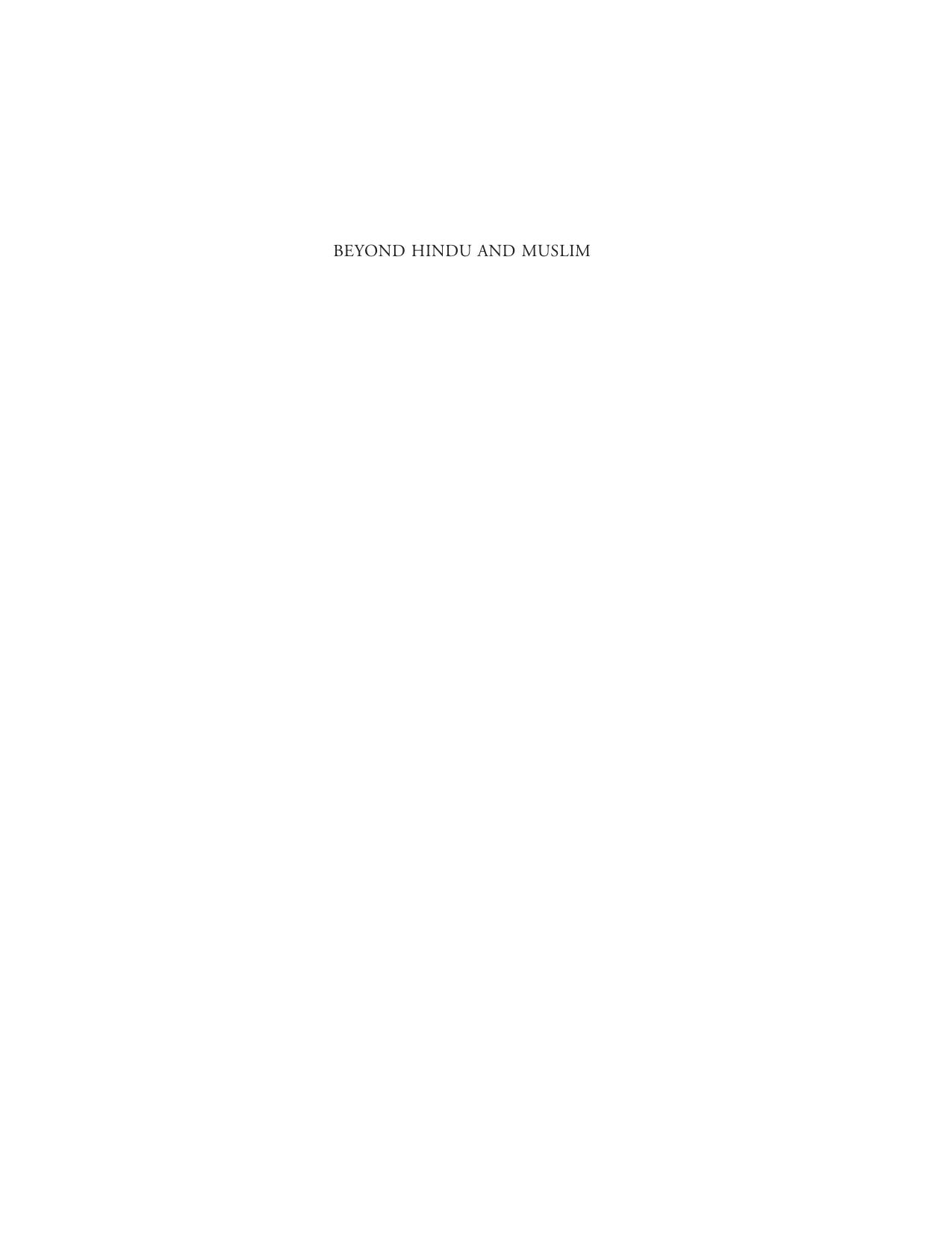 Beyond Hindu and Muslim Multiple Identity in Narratives from Village India by Unknown