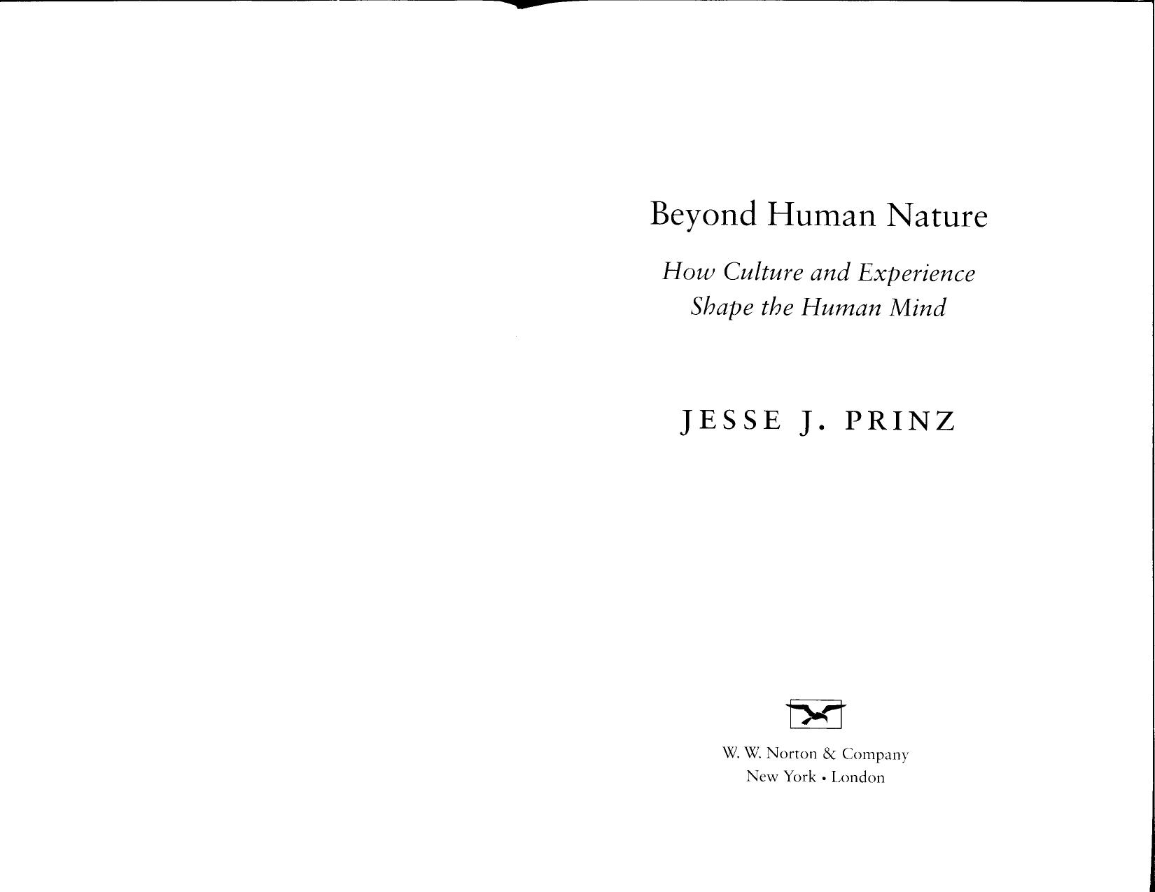 Beyond Human Nature: How Culture and Experience Shape the Human Mind by Unknow