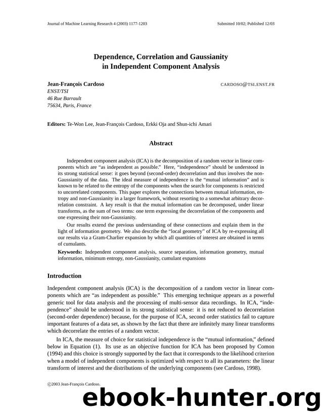 Beyond Independent Components: Trees and Clusters by Unknown