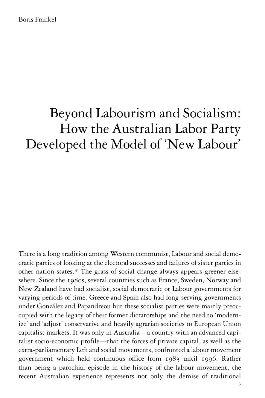 Beyond Labourism and Socialism: How the Australian Labor Party Developed the Mo by Boris Frankel