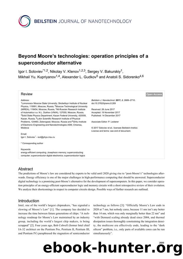 Beyond Mooreâs technologies: operation principles of a superconductor alternative by unknow