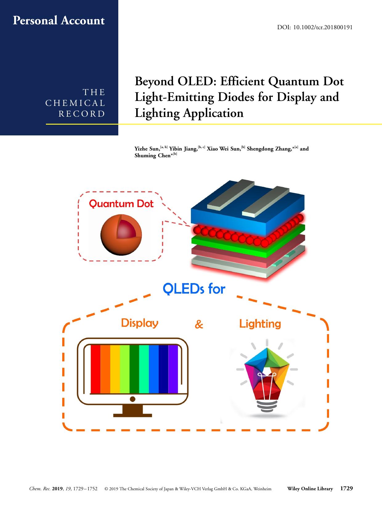 Beyond OLED: Efficient Quantum Dot LightâEmitting Diodes for Display and Lighting Application by Unknown