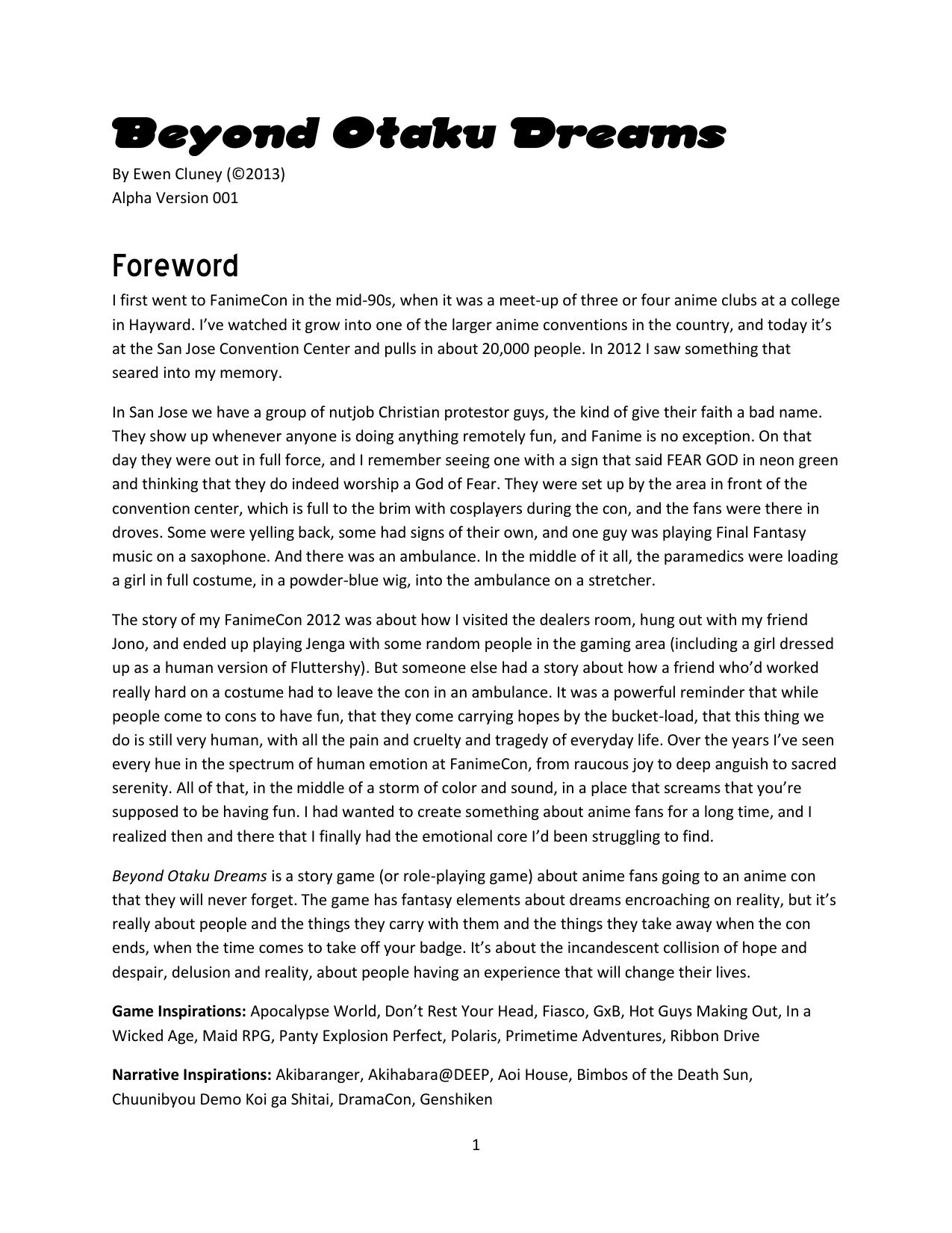 Beyond Otaku Dreams (Alpha) by Ewen Cluney