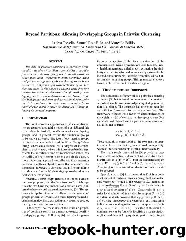 Beyond Partitions: Allowing Overlapping Groups in Pairwise Clustering by 