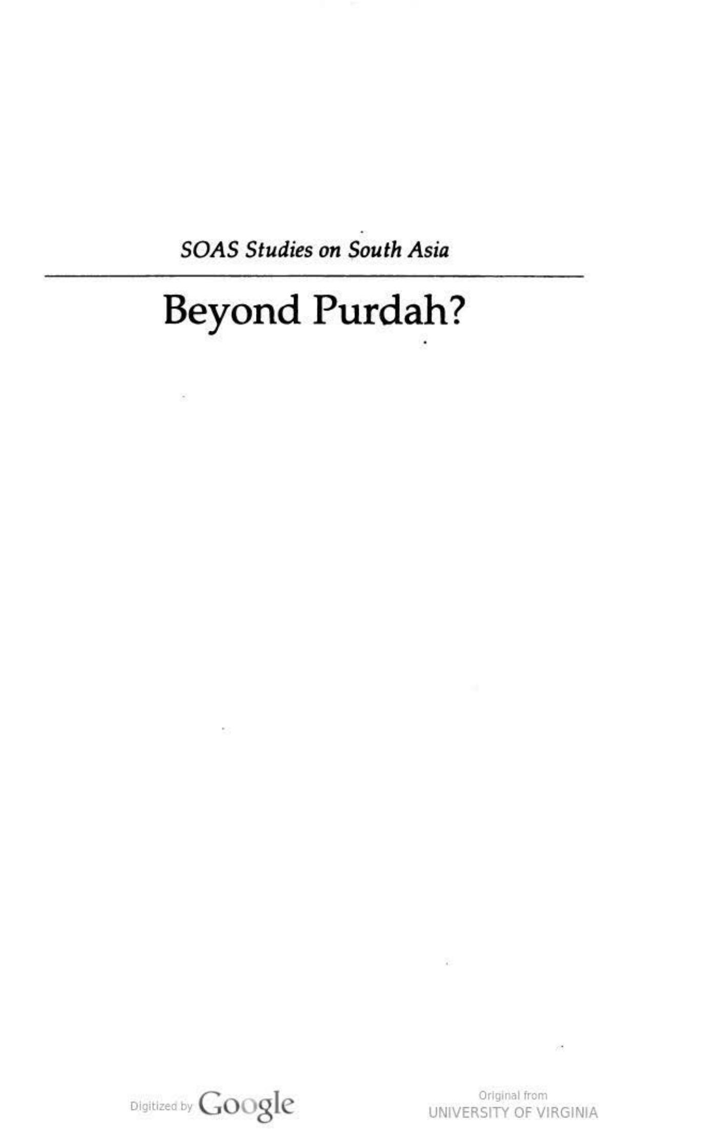 Beyond Purdah?: Women in Bengal, 1890-1939 (SOAS Studies on South Asia) by Dagmar Engels