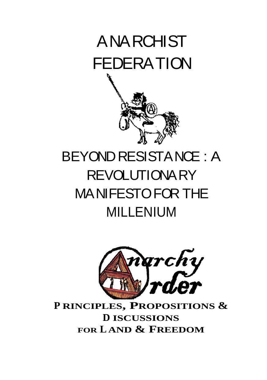 Beyond Resistance: A Manifesto for the Millenium by Anarchist Federation