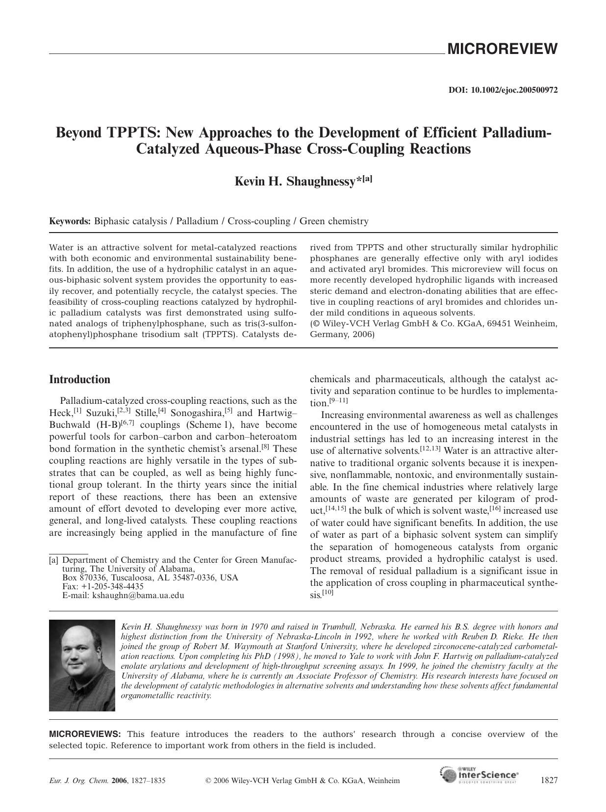 Beyond TPPTS: New Approaches to the Development of Efficient Palladium-Catalyzed Aqueous-Phase Cross-Coupling Reactions by Unknown