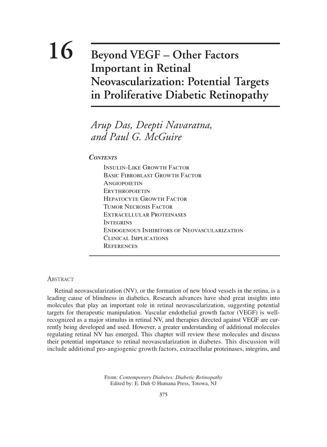 Beyond VEGF â Other Factors Important in Retinal Neovascularization by Unknown