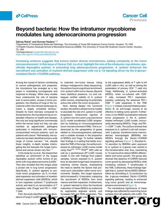 Beyond bacteria: How the intratumor mycobiome modulates lung adenocarcinoma progression by Zahraa Rahal & Humam Kadara