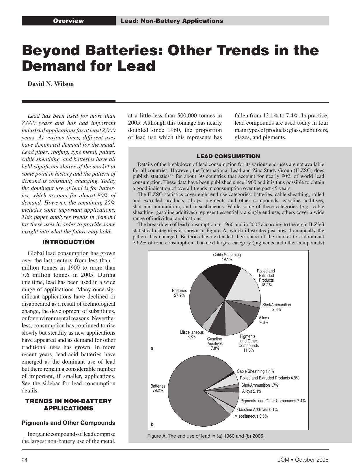 Beyond batteries: Other trends in the demand for lead by Unknown