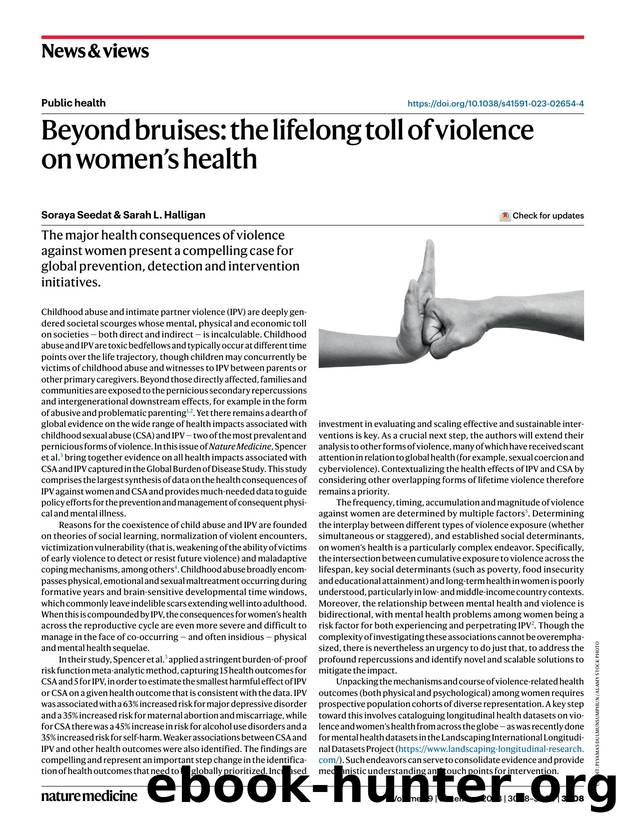 Beyond bruises: the lifelong toll of violence on womenâs health by Soraya Seedat & Sarah L. Halligan