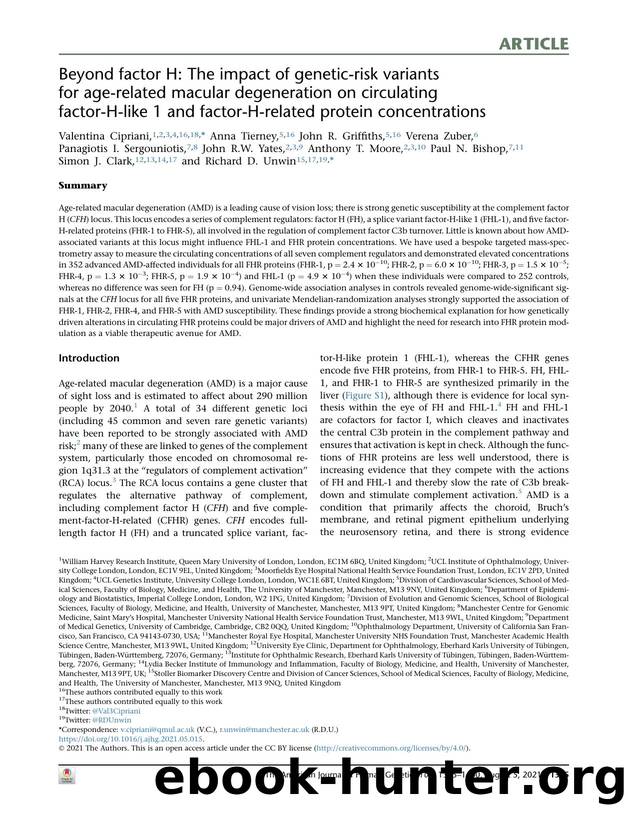 Beyond factor H: The impact of genetic-risk variants for age-related macular degeneration on circulating factor-H-like 1 and factor-H-related protein concentrations by unknow