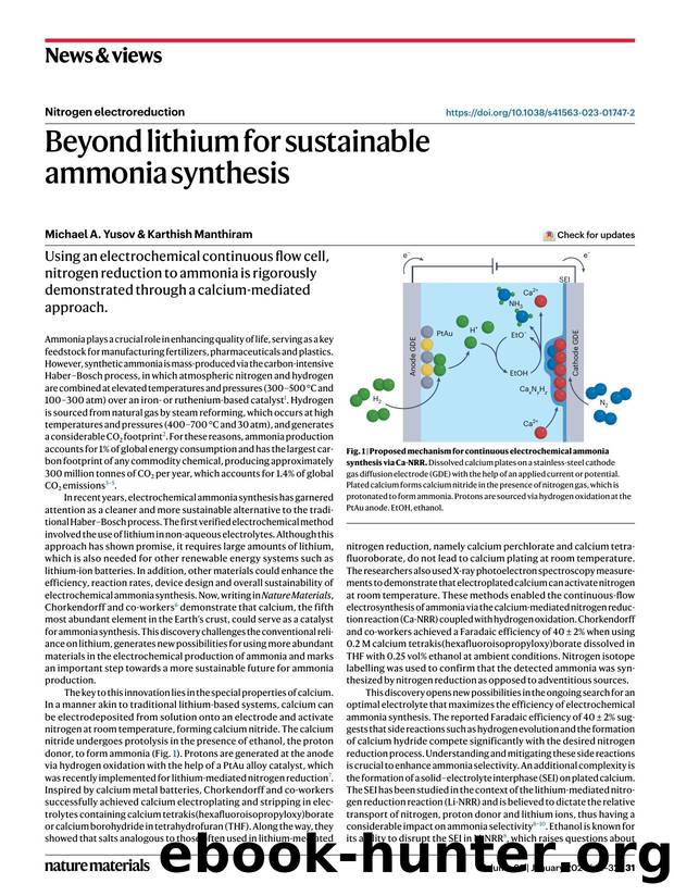 Beyond lithium for sustainable ammonia synthesis by Michael A. Yusov & Karthish Manthiram