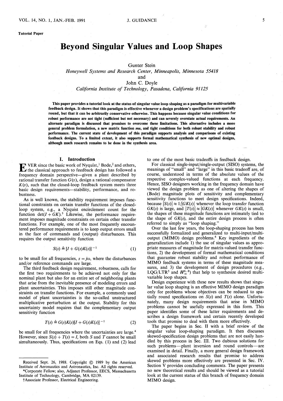 Beyond singular values and loop shapes by Unknown