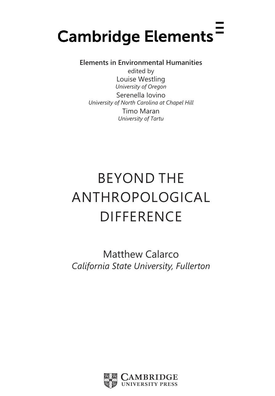 Beyond the Anthropological Difference by Matthew Calarco