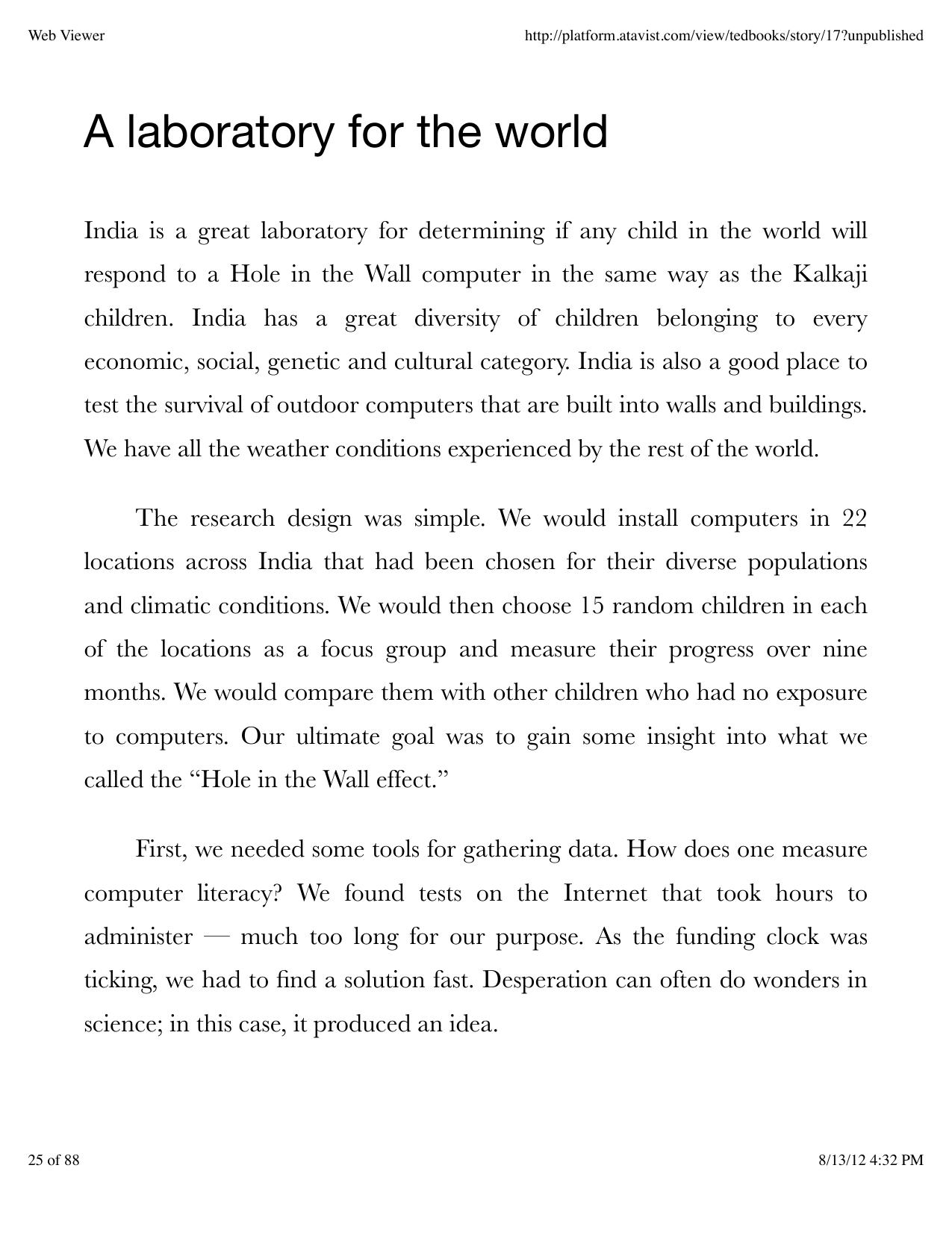 Beyond the Hole in the Wall: Discover the Power of Self-Organized Learning (Kindle Single) (TED Books) by Sugata Mitra
