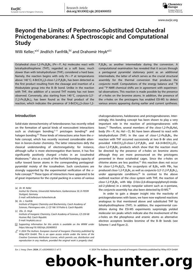 Beyond the Limits of PerbromoâSubstituted Octahedral Pnictogenaboranes: A Spectroscopic and Computational Study by Unknown