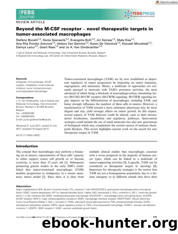 Beyond the MâCSF receptor â novel therapeutic targets in tumorâassociated macrophages by Unknown