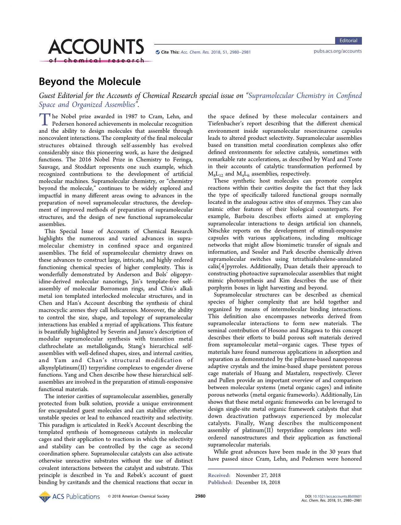 Beyond the Molecule by F. Dean Toste