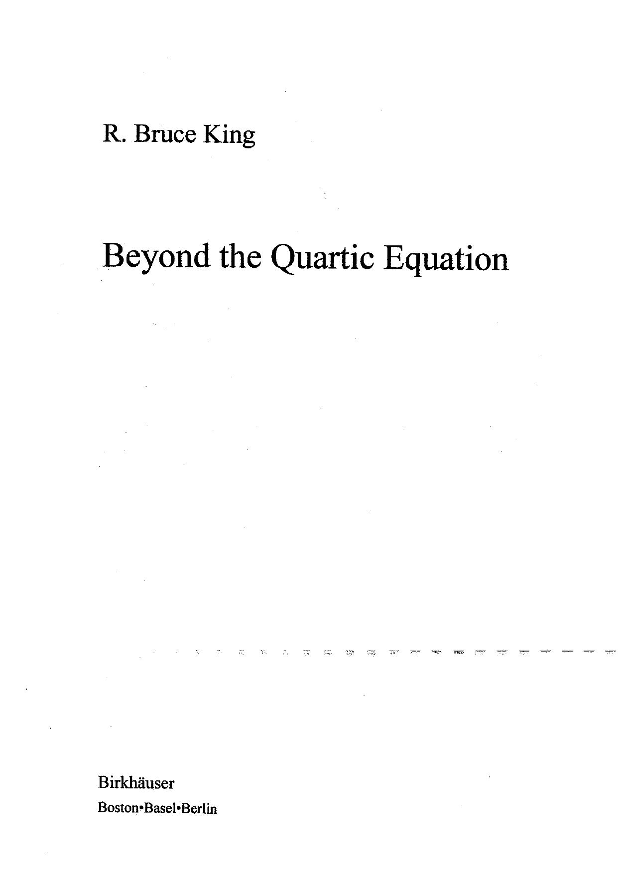 Beyond the Quartic Equation by R. Bruce King