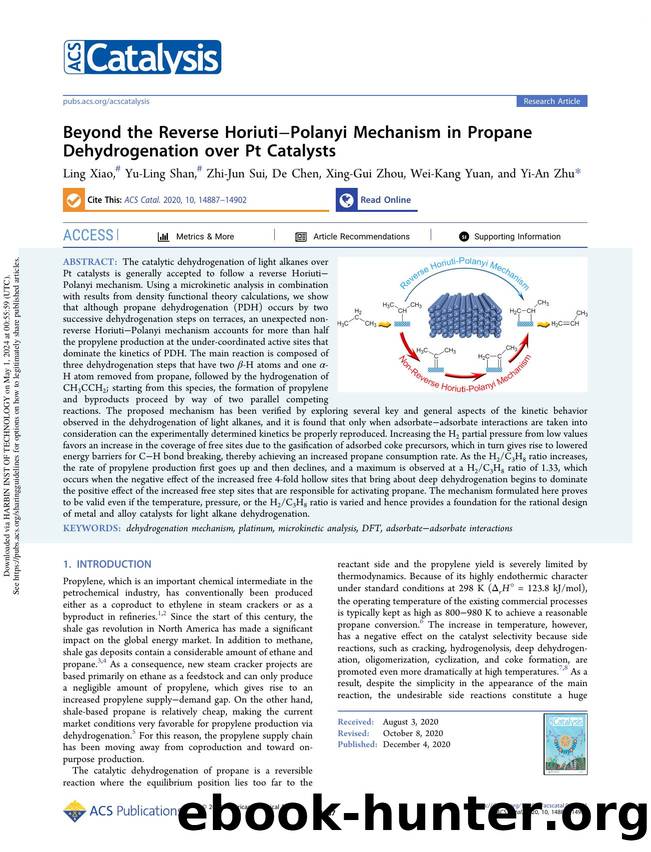 Beyond the Reverse HoriutiâPolanyi Mechanism in Propane Dehydrogenation over Pt Catalysts by Ling Xiao Yu-Ling Shan Zhi-Jun Sui De Chen Xing-Gui Zhou Wei-Kang Yuan & Yi-An Zhu