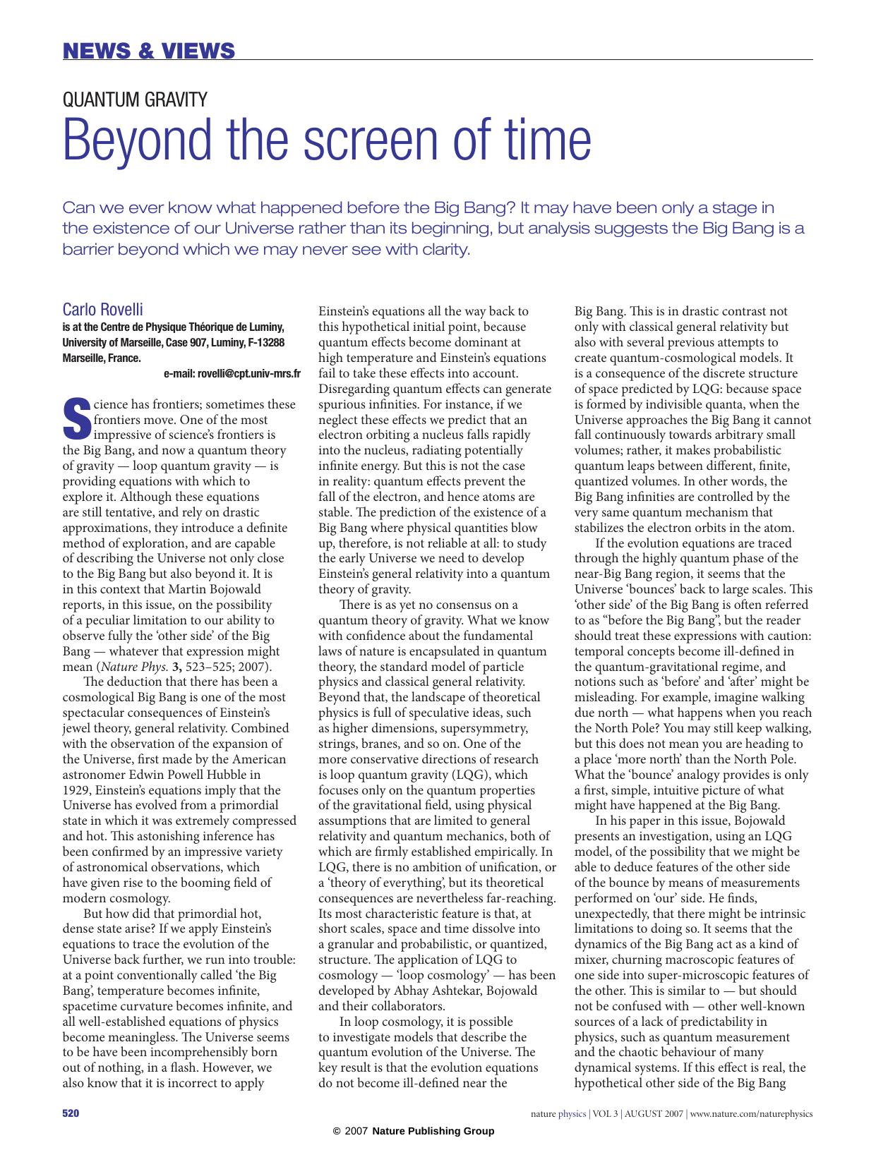 Beyond the Screen of Time (2007) by Unknown