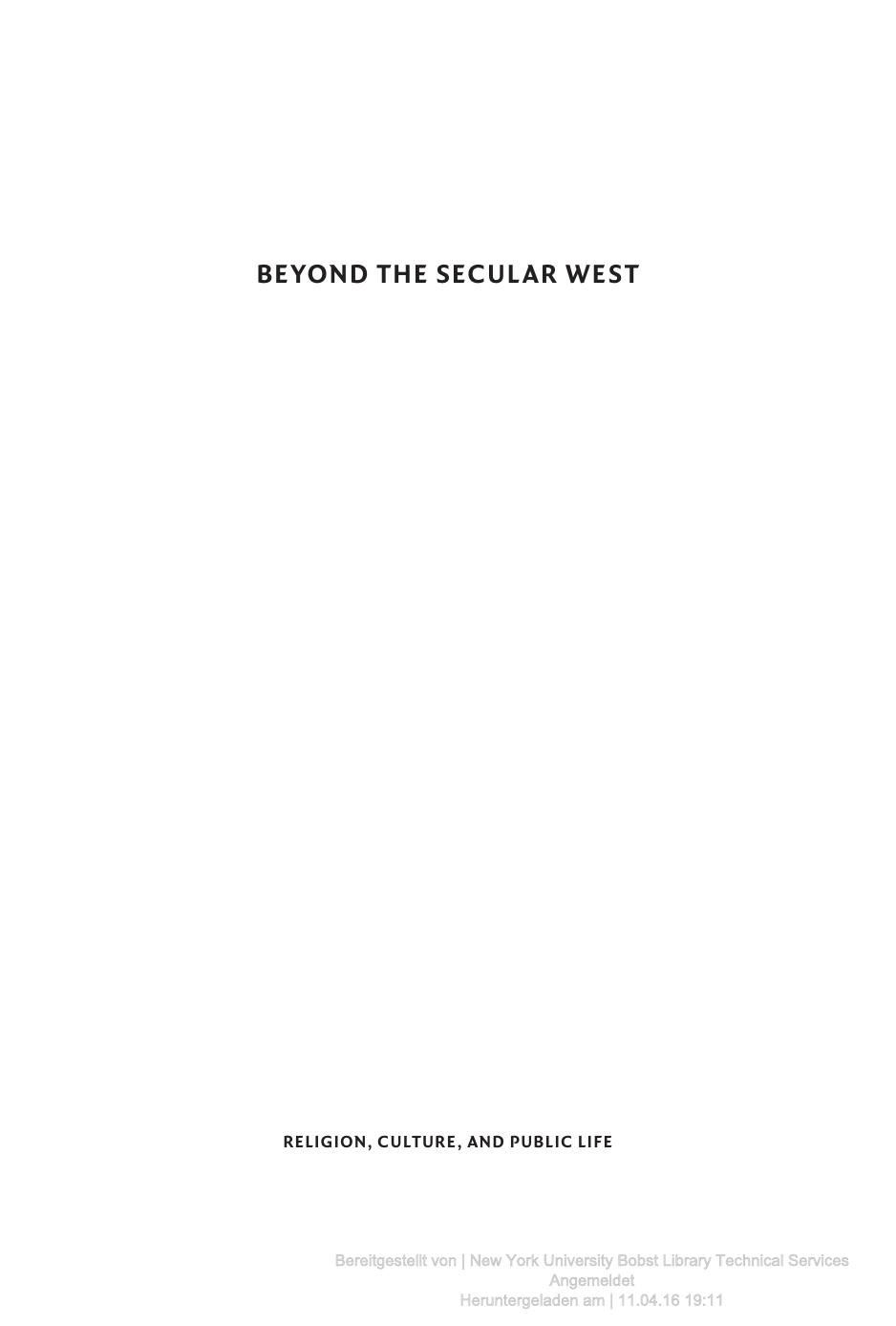 Beyond the Secular West (Repost) by Unknow