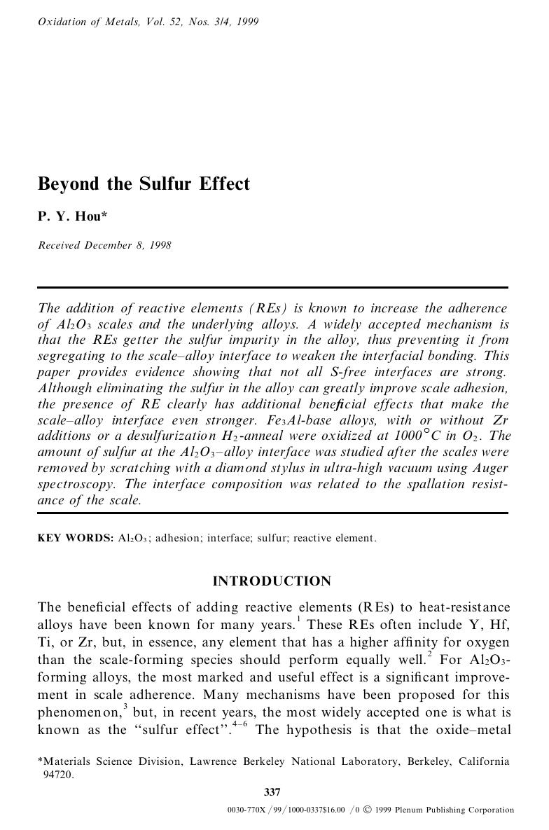 Beyond the Sulfur Effect by Unknown