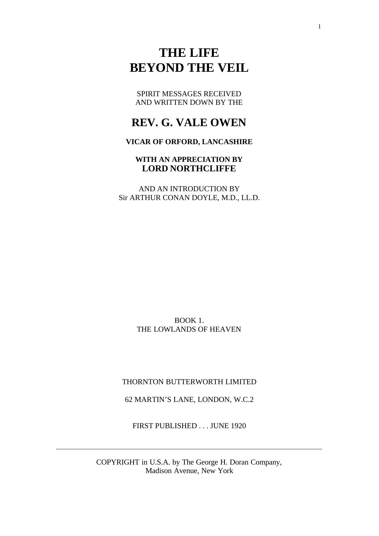 Beyond the Veil by Vale Owen