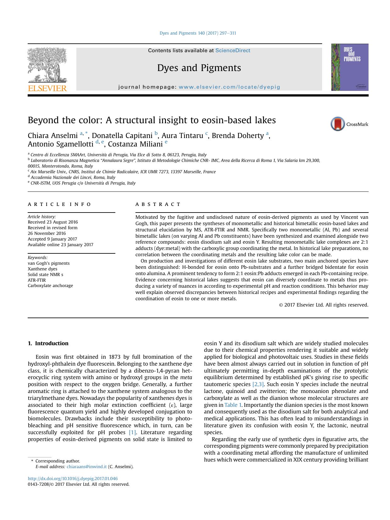 Beyond the color: A structural insight to eosin-based lakes by unknow