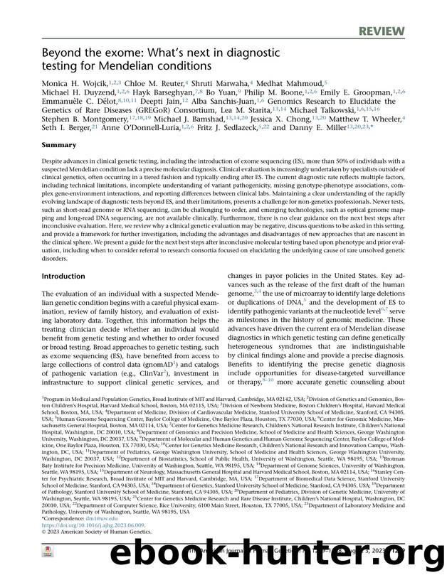 Beyond the exome: What's next in diagnostic testing for Mendelian conditions by unknow