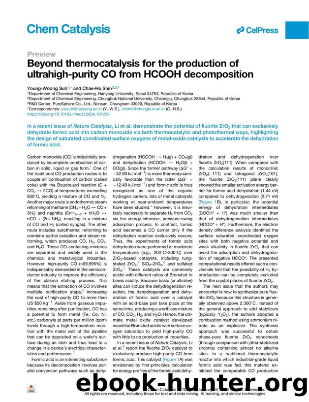 Beyond thermocatalysis for the production of ultrahigh-purity CO from HCOOH decomposition by Young-Woong Suh & Chae-Ho Shin