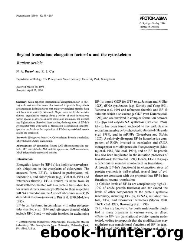 Beyond translation: elongation factor-1&#x03B1; and the cytoskeleton by Unknown