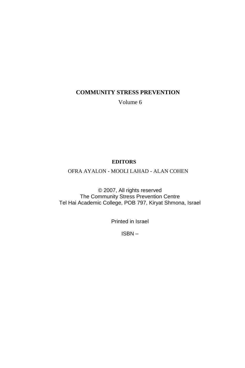Beyond words - trauma-healing experience & methods in the wake of the tsunami disaster by Ayalon O