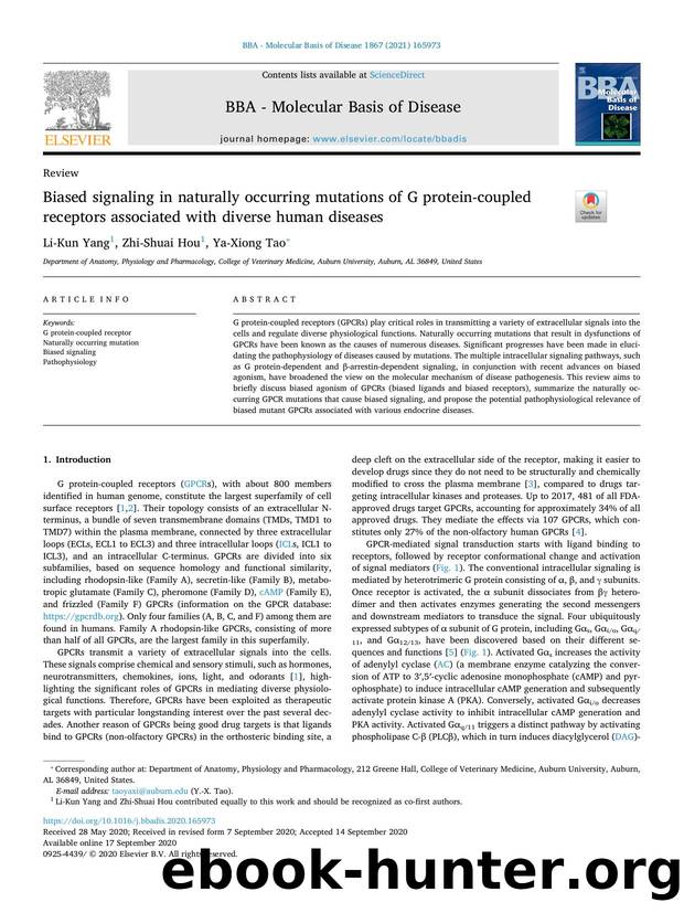 Biased signaling in naturally occurring mutations of G protein-coupled receptors associated with diverse human diseases by Li-Kun Yang & Zhi-Shuai Hou & Ya-Xiong Tao
