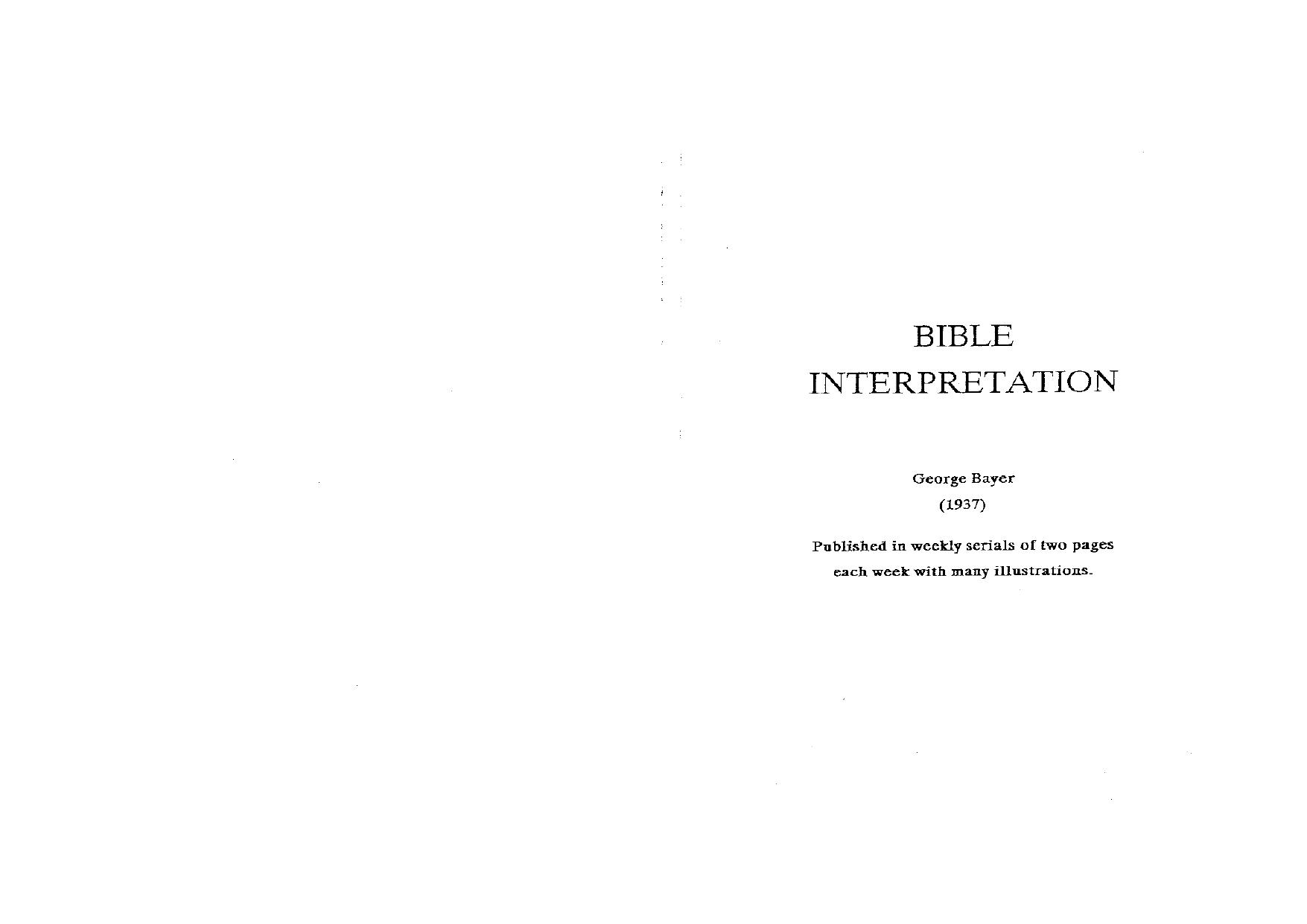 Bible Interpretation by George Bayer